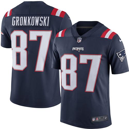 Nike Patriots #87 Rob Gronkowski Navy Blue Youth Stitched NFL Limited Rush Jersey
